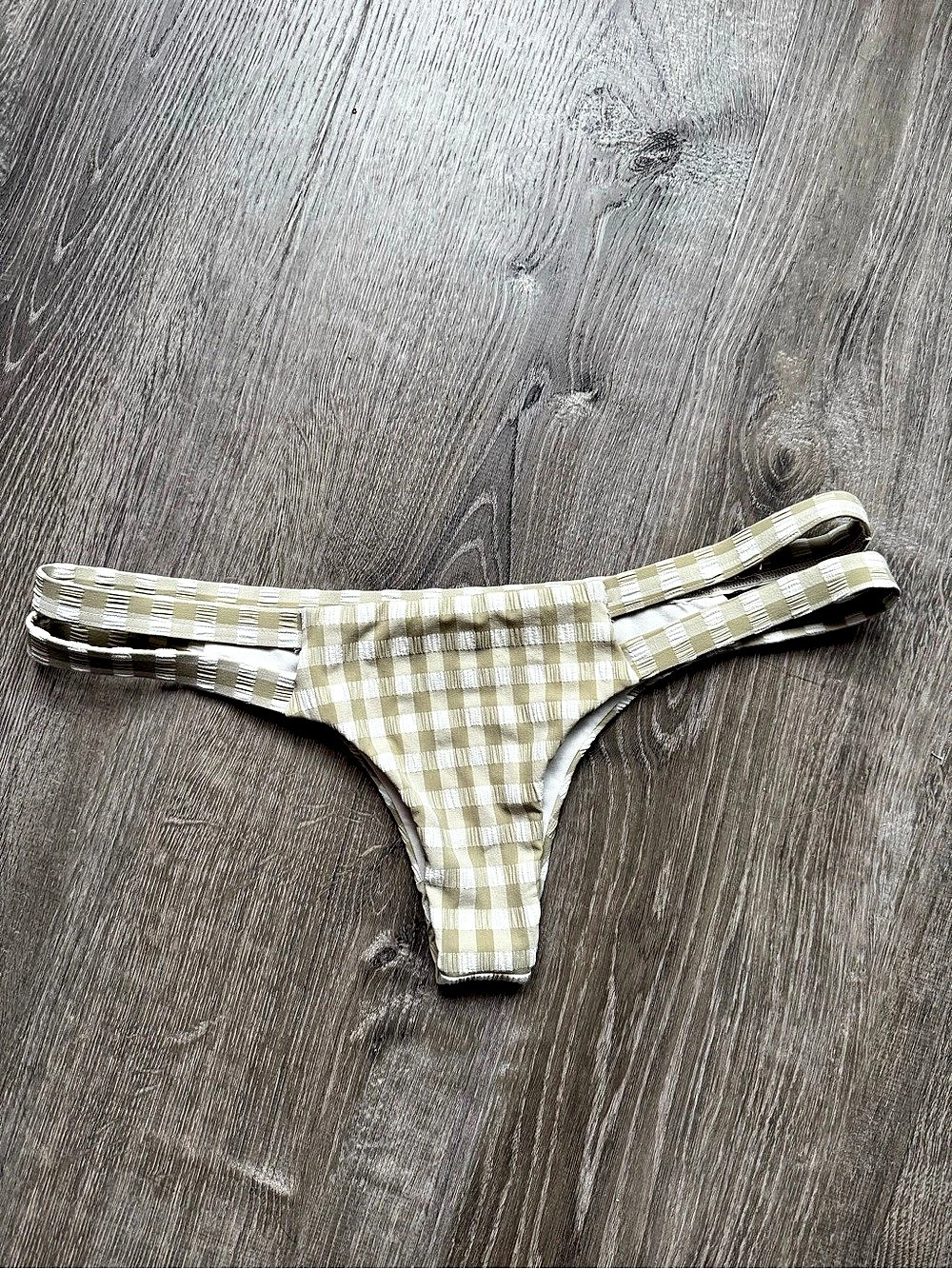 Billabong Gingham Bikini Bottom Green & White